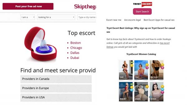 sex dating on Skipthegames and Trystescort services